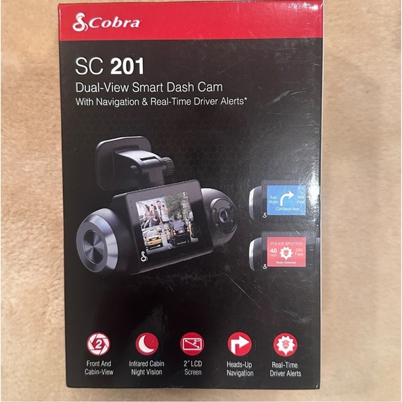 Cobra-SC 201 Dual-View Smart Dash Cam with Built-In Cabin View Brand New - Picture 13 of 15